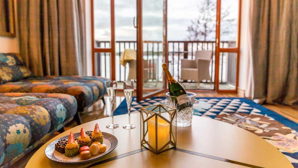 Arrive to treats in your room at Champagne Suite